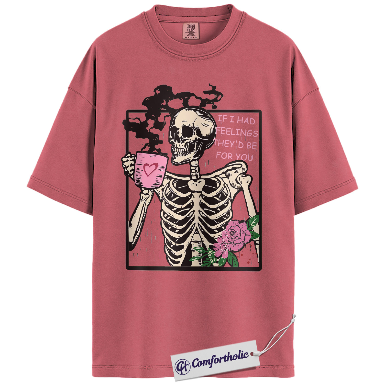 Funny Skeleton Valentine Shirt, Gothic Coffee Skeleton Graphic Tee, Sarcastic Anti Love T-Shirt, Cute Valentine Gift for Her, Comfort Colors Shirt - Image 8