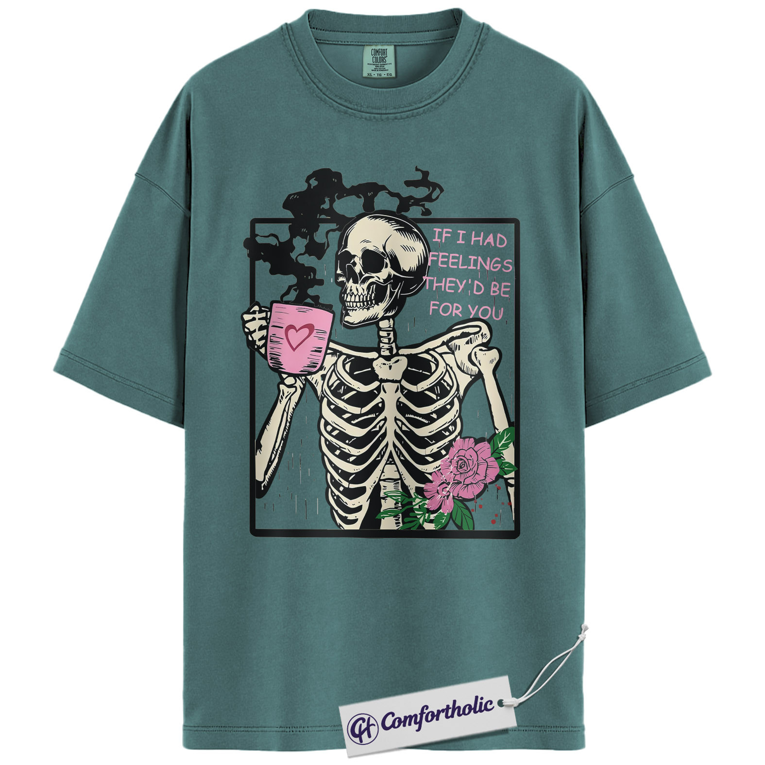 Funny Skeleton Valentine Shirt, Gothic Coffee Skeleton Graphic Tee, Sarcastic Anti Love T-Shirt, Cute Valentine Gift for Her, Comfort Colors Shirt - Image 10