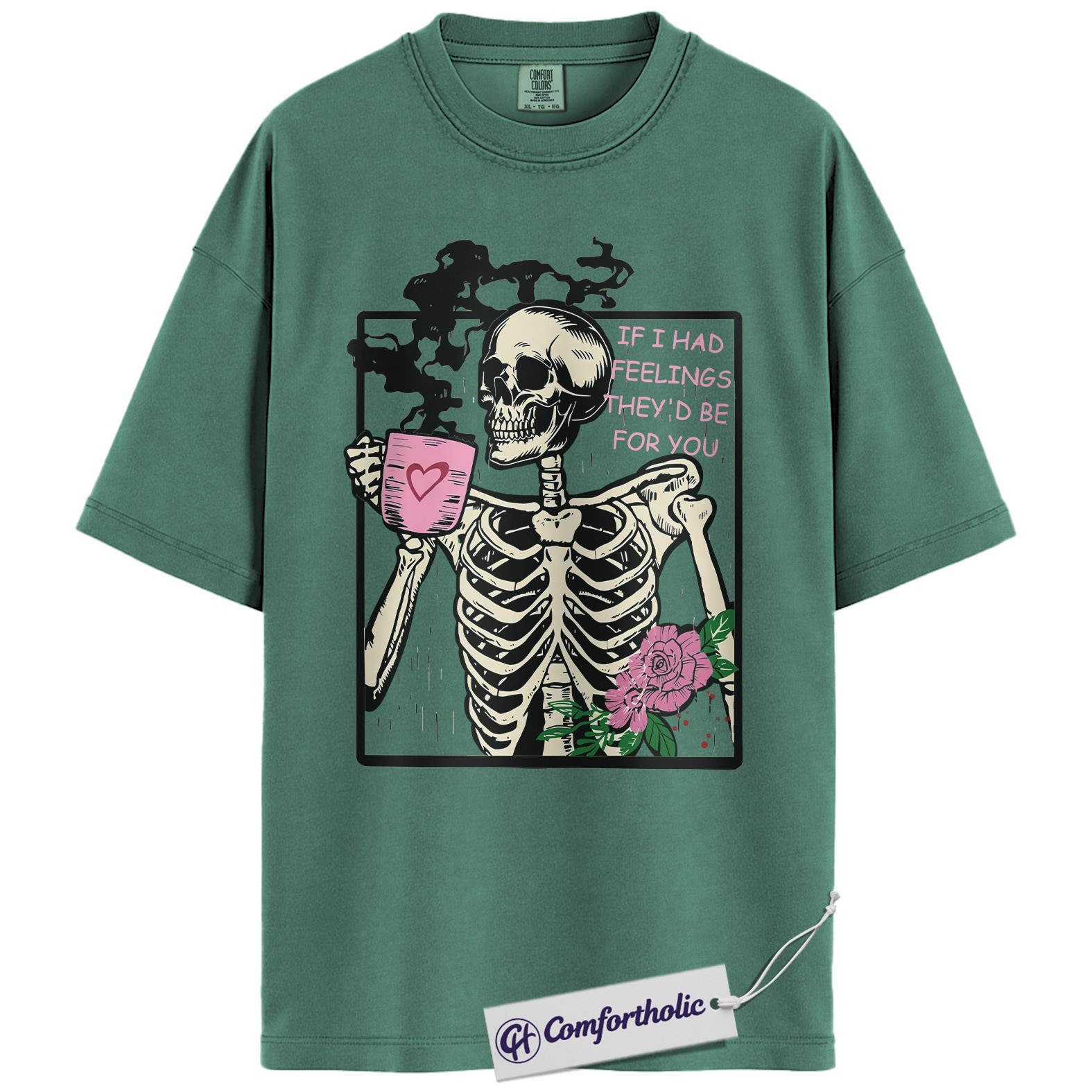 Funny Skeleton Valentine Shirt, Gothic Coffee Skeleton Graphic Tee, Sarcastic Anti Love T-Shirt, Cute Valentine Gift for Her, Comfort Colors Shirt - Image 9
