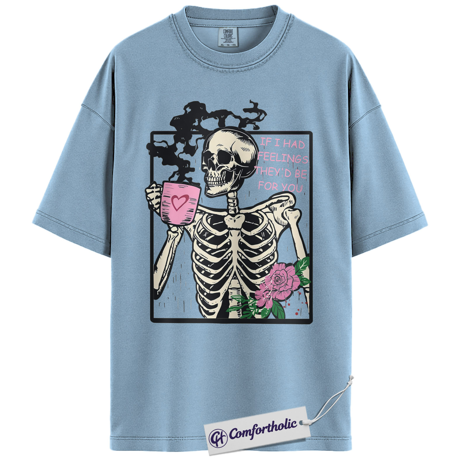 Funny Skeleton Valentine Shirt, Gothic Coffee Skeleton Graphic Tee, Sarcastic Anti Love T-Shirt, Cute Valentine Gift for Her, Comfort Colors Shirt - Image 13