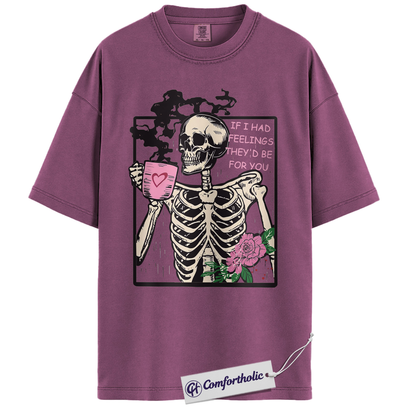 Funny Skeleton Valentine Shirt, Gothic Coffee Skeleton Graphic Tee, Sarcastic Anti Love T-Shirt, Cute Valentine Gift for Her, Comfort Colors Shirt - Image 14