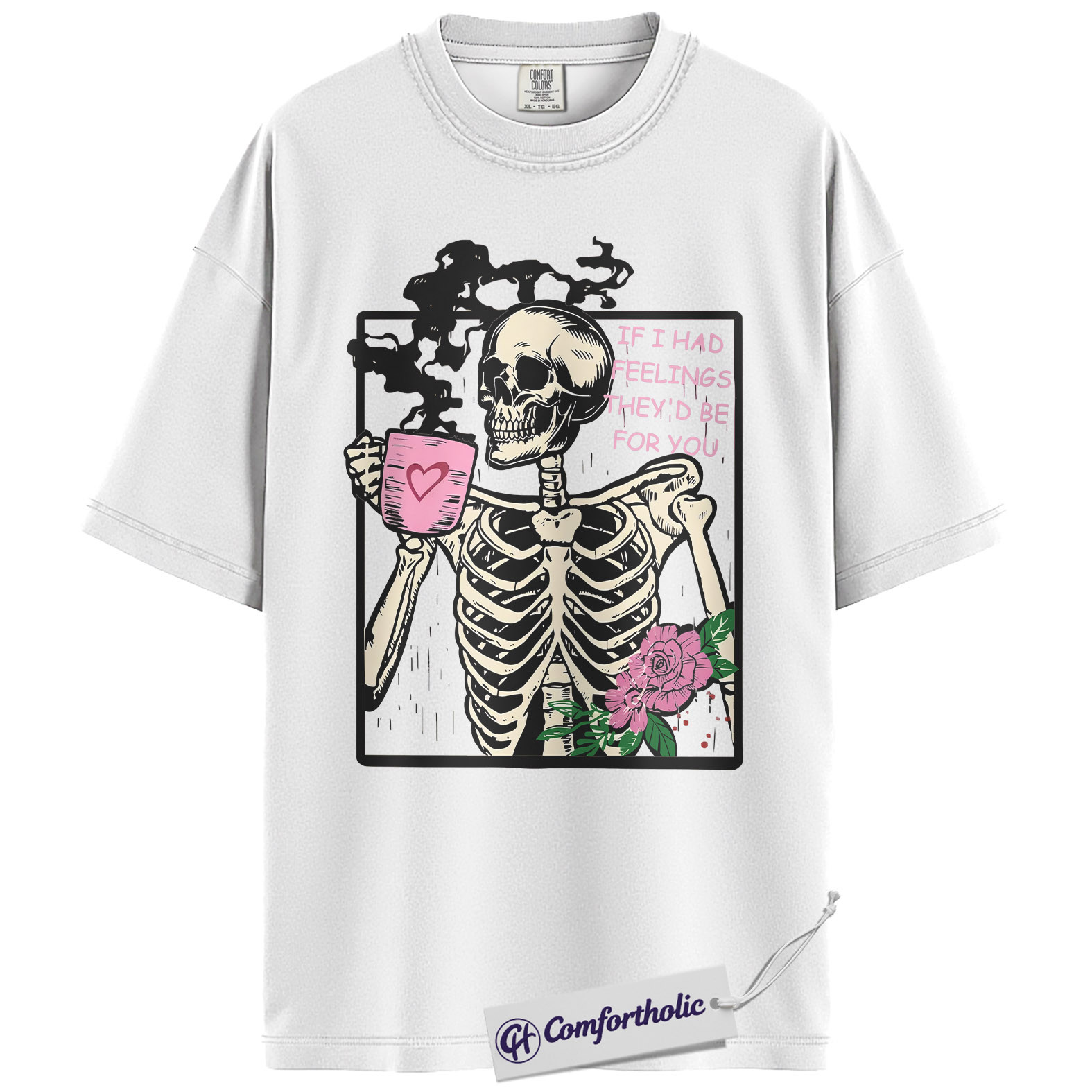 Funny Skeleton Valentine Shirt, Gothic Coffee Skeleton Graphic Tee, Sarcastic Anti Love T-Shirt, Cute Valentine Gift for Her, Comfort Colors Shirt - Image 2