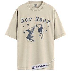 Aur Naur Cat Shirt, Funny Meme Line Art Graphic Tee, Cat Lover Humor T-Shirt, Cute Gift for Cat Moms, Comfort Colors Shirt