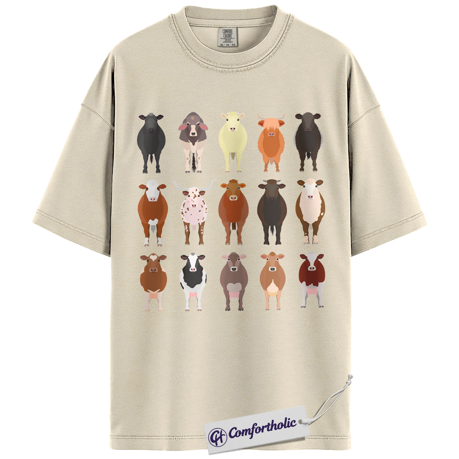 Cow Breeds Shirt, Cute Farm Animal Graphic Tee, Cattle Lover T-Shirt, Funny Gift for Farmers & Cow Lovers, Comfort Colors Shirt - Image 5