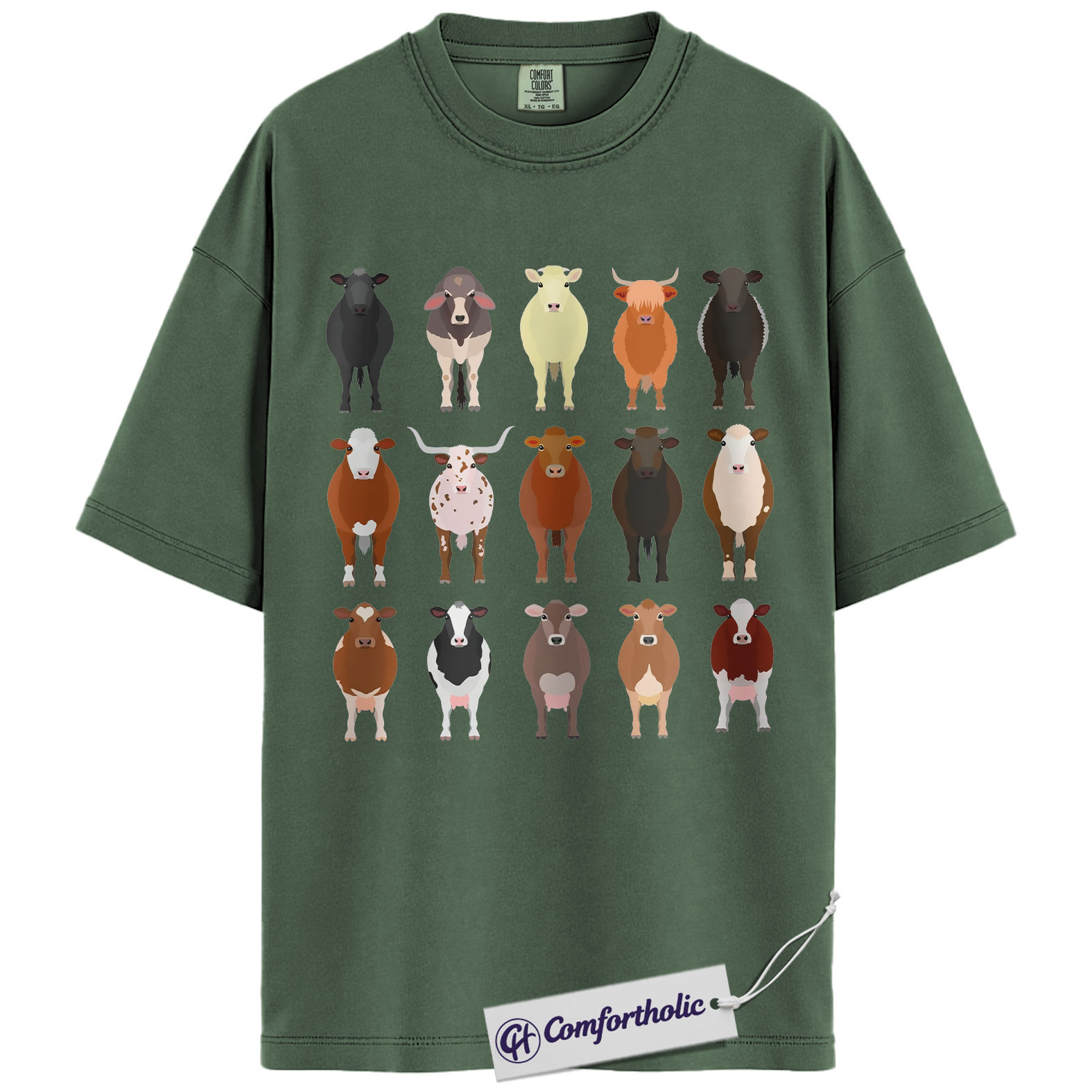 Cow Breeds Shirt, Cute Farm Animal Graphic Tee, Cattle Lover T-Shirt, Funny Gift for Farmers & Cow Lovers, Comfort Colors Shirt - Image 6