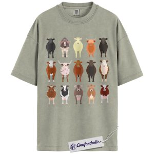 Cow Breeds Shirt, Cute Farm Animal Graphic Tee, Cattle Lover T-Shirt, Funny Gift for Farmers & Cow Lovers, Comfort Colors Shirt