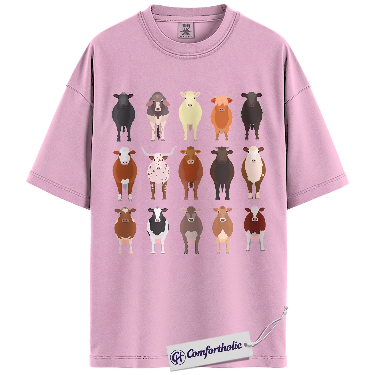 Cow Breeds Shirt, Cute Farm Animal Graphic Tee, Cattle Lover T-Shirt, Funny Gift for Farmers & Cow Lovers, Comfort Colors Shirt - Image 8