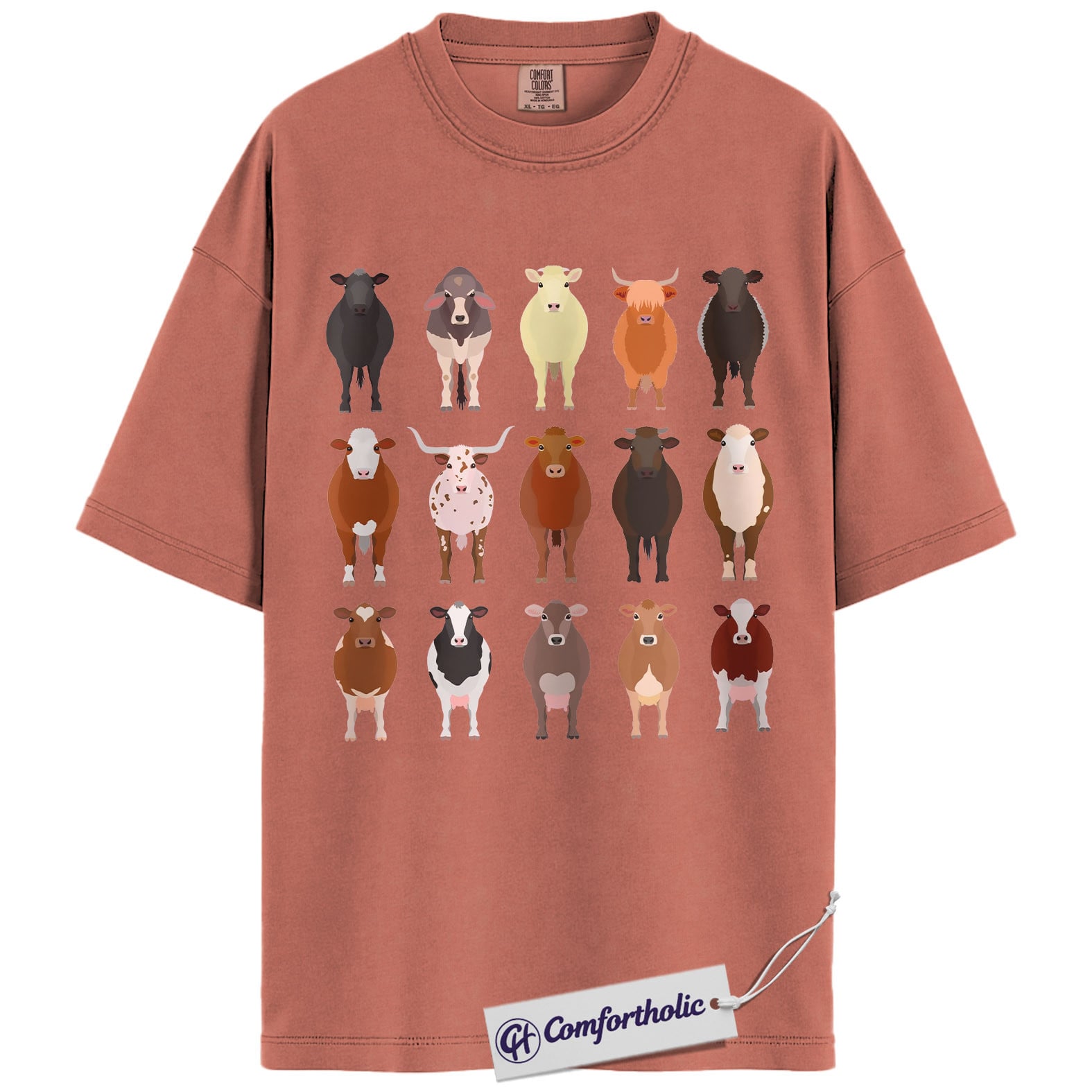 Cow Breeds Shirt, Cute Farm Animal Graphic Tee, Cattle Lover T-Shirt, Funny Gift for Farmers & Cow Lovers, Comfort Colors Shirt - Image 7