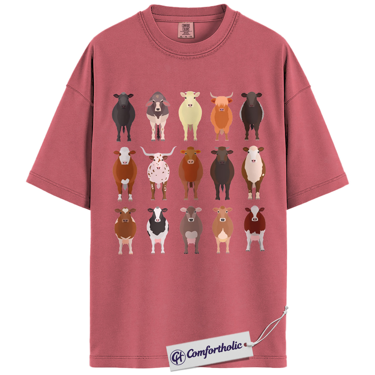 Cow Breeds Shirt, Cute Farm Animal Graphic Tee, Cattle Lover T-Shirt, Funny Gift for Farmers & Cow Lovers, Comfort Colors Shirt - Image 9