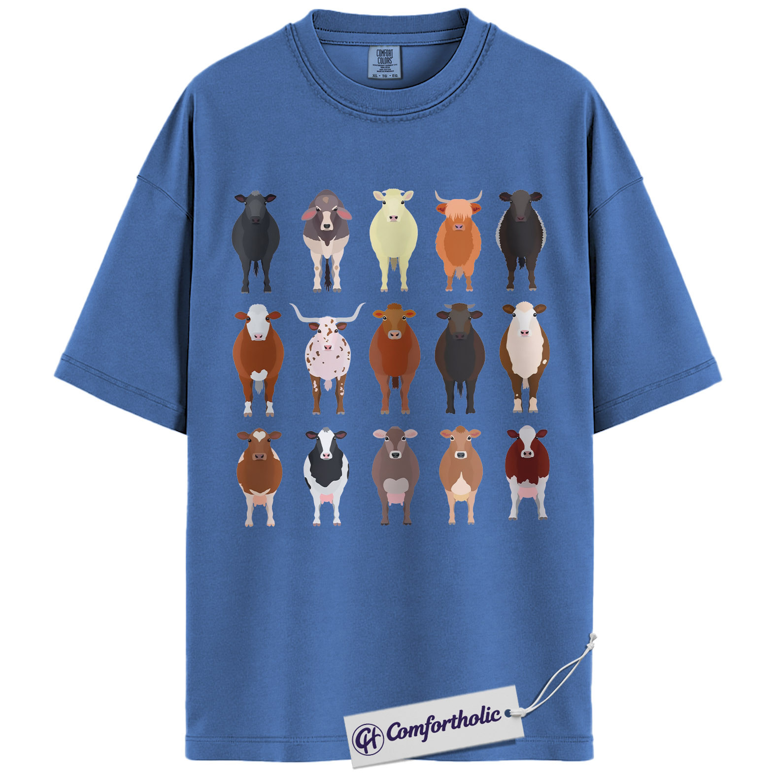Cow Breeds Shirt, Cute Farm Animal Graphic Tee, Cattle Lover T-Shirt, Funny Gift for Farmers & Cow Lovers, Comfort Colors Shirt - Image 12