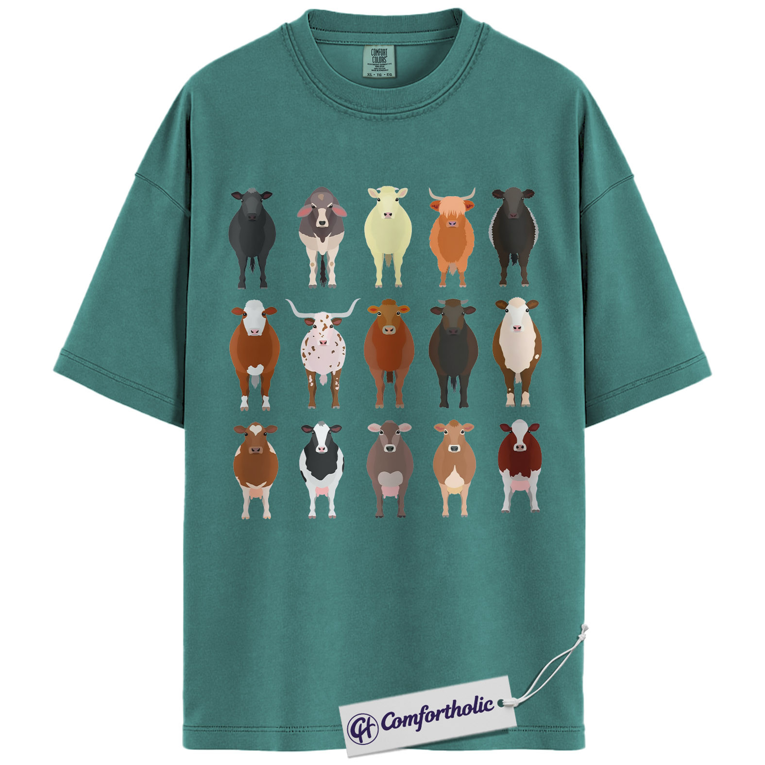 Cow Breeds Shirt, Cute Farm Animal Graphic Tee, Cattle Lover T-Shirt, Funny Gift for Farmers & Cow Lovers, Comfort Colors Shirt - Image 13