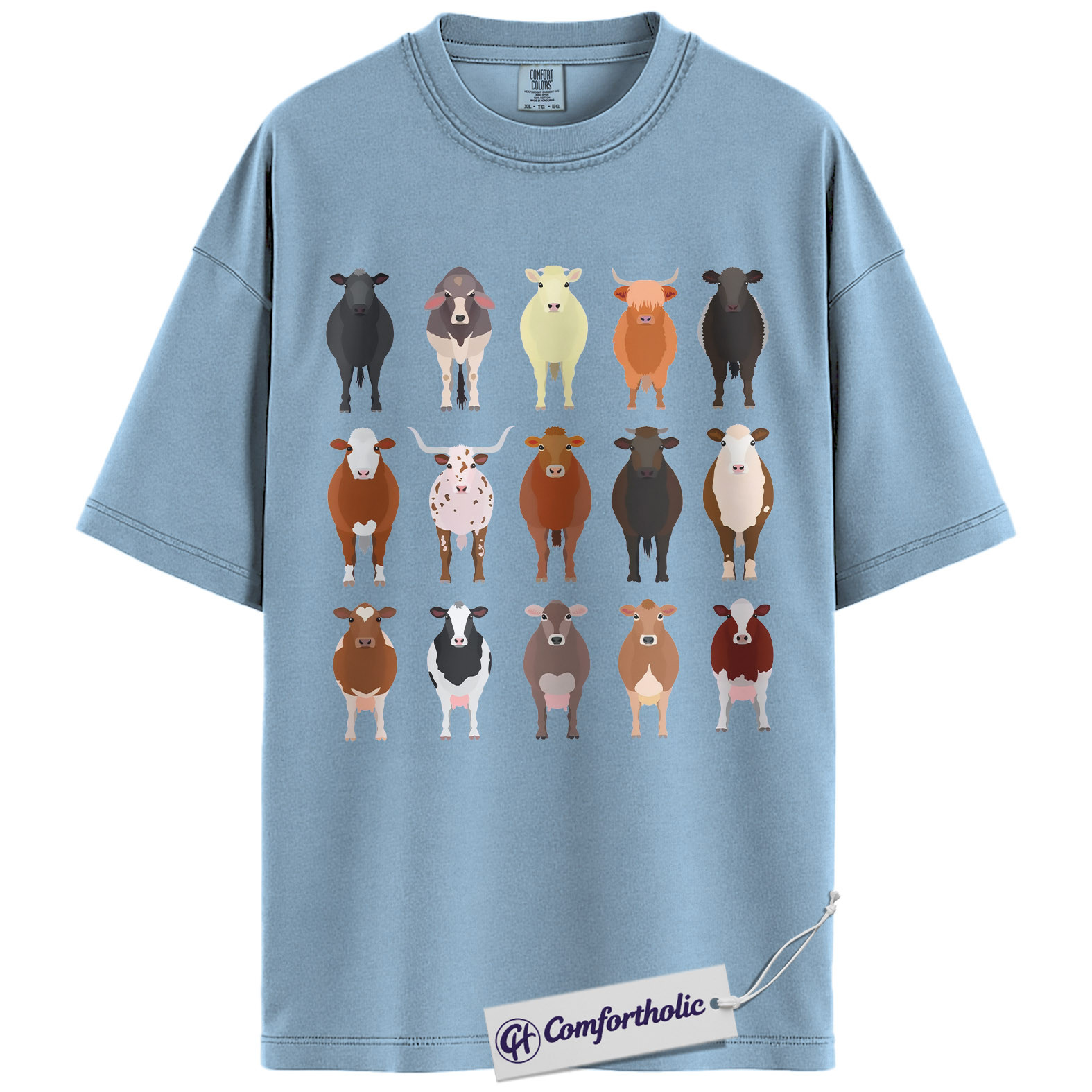 Cow Breeds Shirt, Cute Farm Animal Graphic Tee, Cattle Lover T-Shirt, Funny Gift for Farmers & Cow Lovers, Comfort Colors Shirt - Image 14