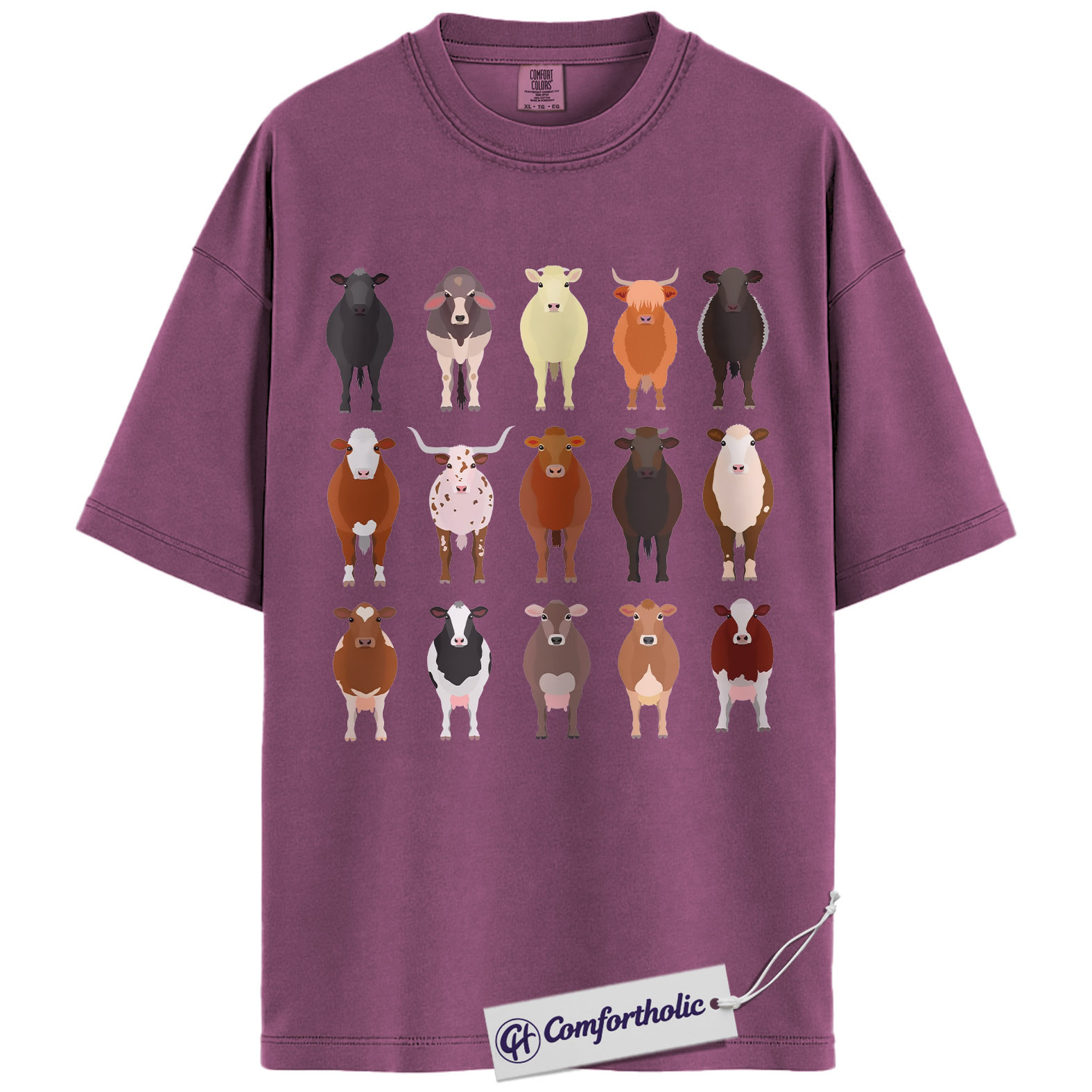 Cow Breeds Shirt, Cute Farm Animal Graphic Tee, Cattle Lover T-Shirt, Funny Gift for Farmers & Cow Lovers, Comfort Colors Shirt - Image 15