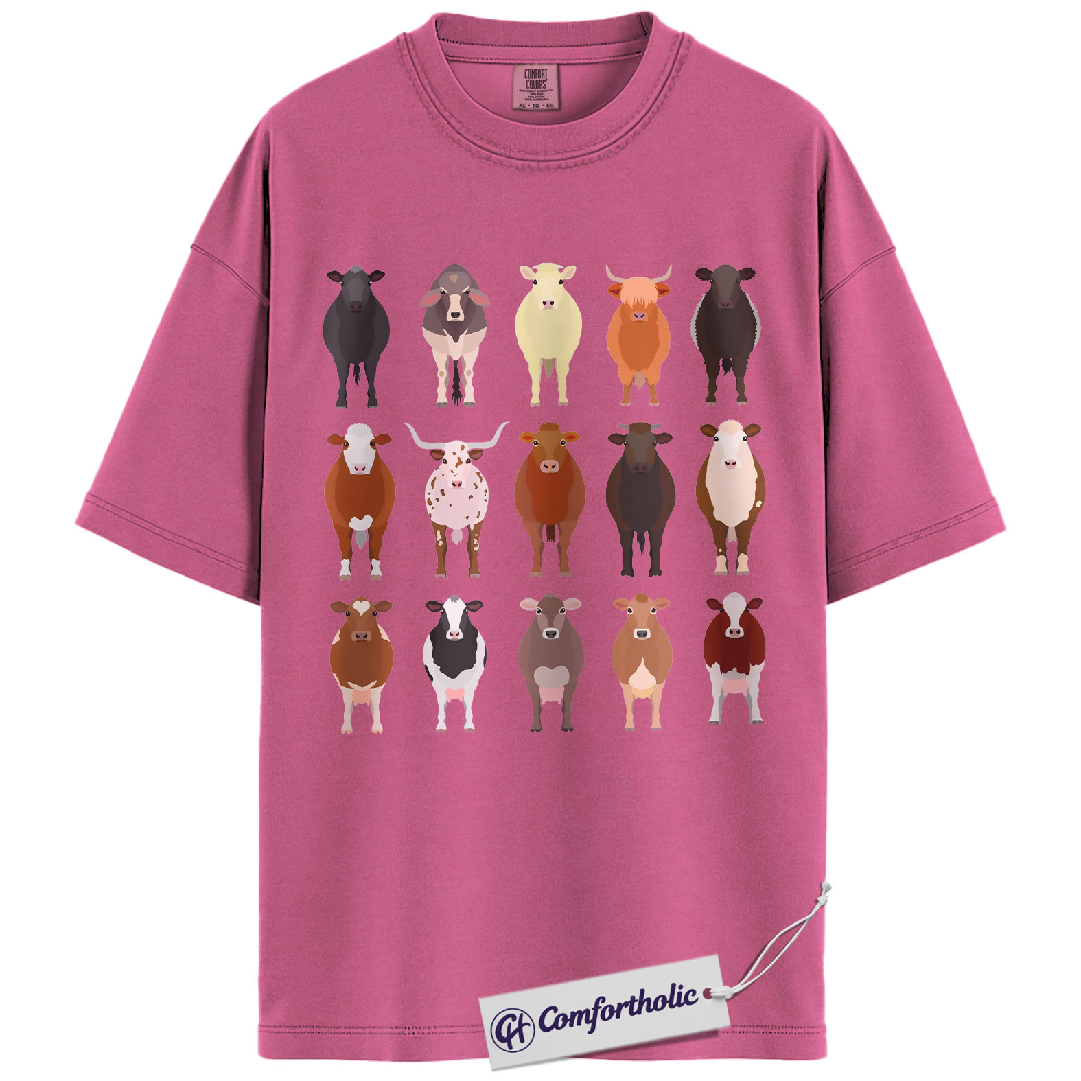Cow Breeds Shirt, Cute Farm Animal Graphic Tee, Cattle Lover T-Shirt, Funny Gift for Farmers & Cow Lovers, Comfort Colors Shirt - Image 16