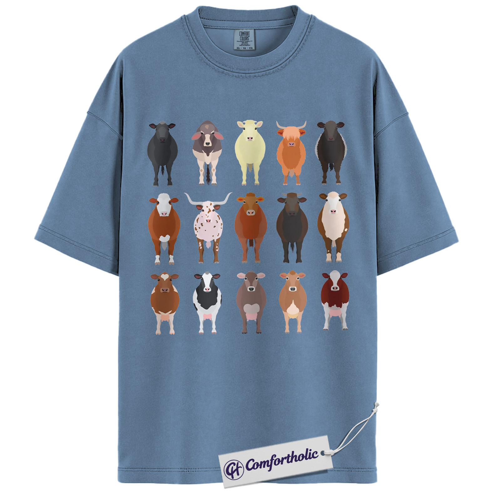 Cow Breeds Shirt, Cute Farm Animal Graphic Tee, Cattle Lover T-Shirt, Funny Gift for Farmers & Cow Lovers, Comfort Colors Shirt - Image 17