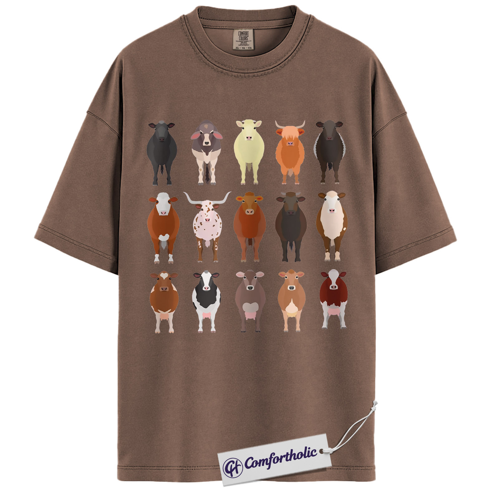 Cow Breeds Shirt, Cute Farm Animal Graphic Tee, Cattle Lover T-Shirt, Funny Gift for Farmers & Cow Lovers, Comfort Colors Shirt - Image 19