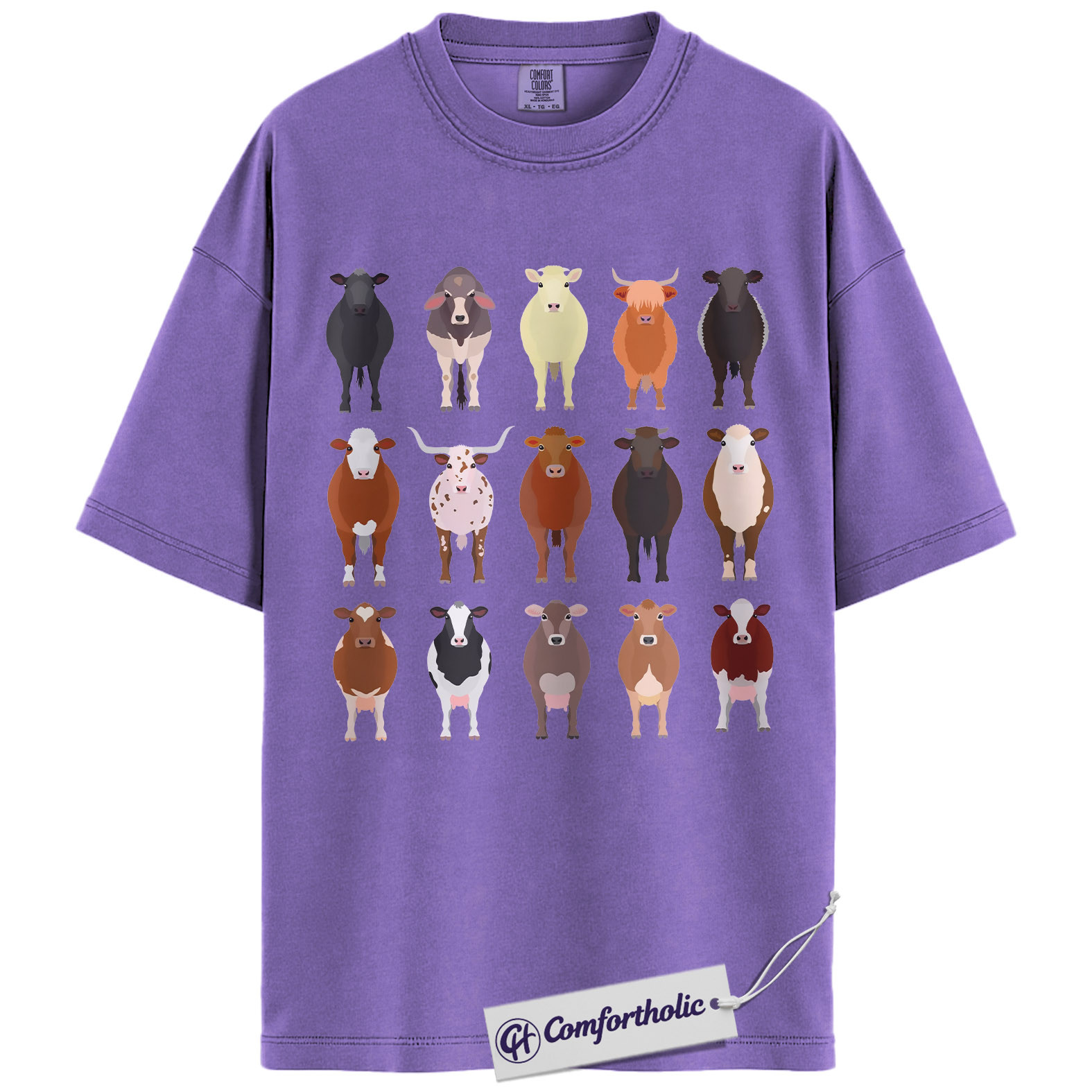 Cow Breeds Shirt, Cute Farm Animal Graphic Tee, Cattle Lover T-Shirt, Funny Gift for Farmers & Cow Lovers, Comfort Colors Shirt - Image 20
