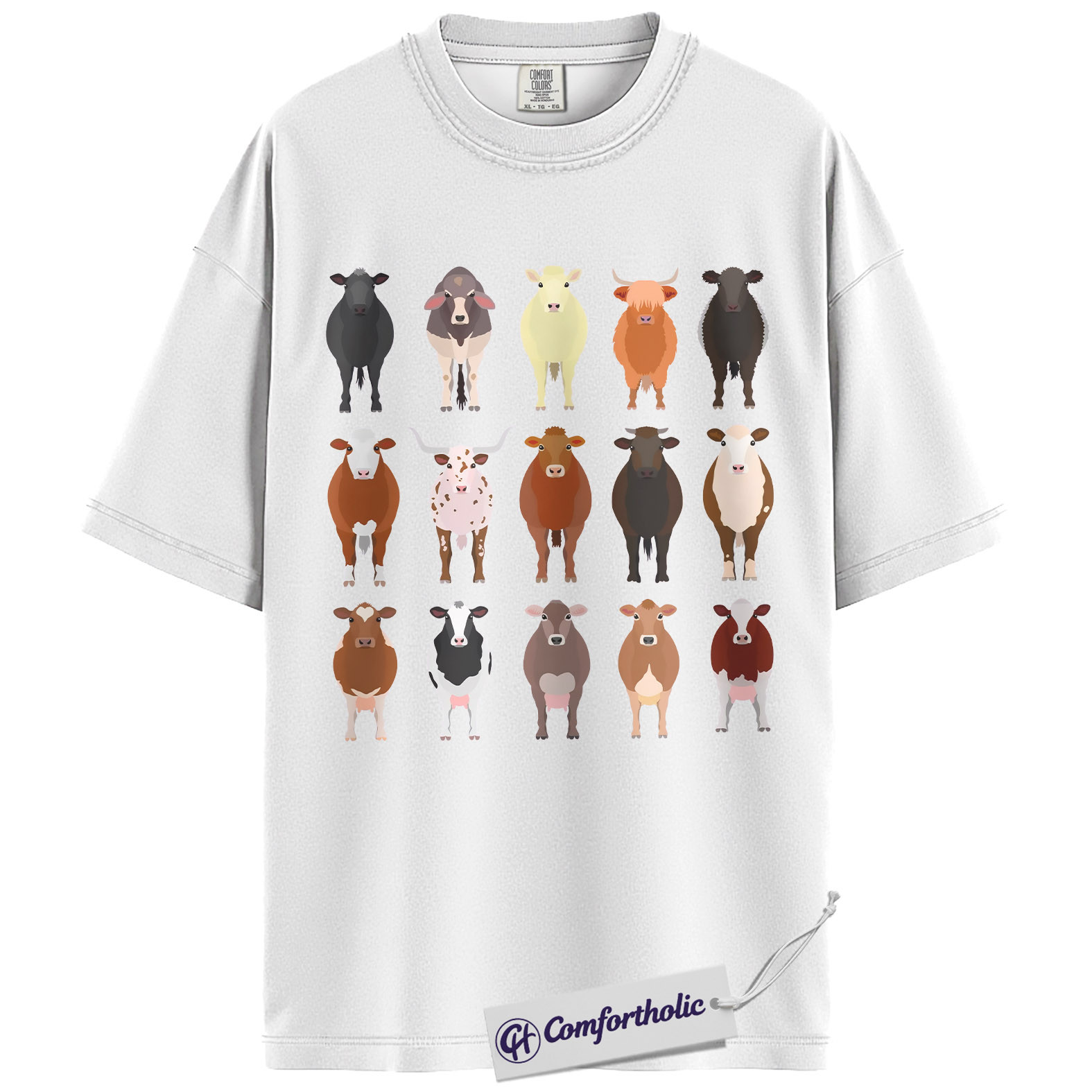 Cow Breeds Shirt, Cute Farm Animal Graphic Tee, Cattle Lover T-Shirt, Funny Gift for Farmers & Cow Lovers, Comfort Colors Shirt - Image 2