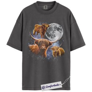 Alternative view of Highland Cow Shirt, Vintage Western Graphic Tee, Cow Lover T-Shirt, Funny Gift for Farm Animal Lovers, Comfort Colors Shirt