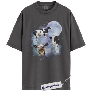 Alternative view of Cow Moon Shirt, Funny Farm Animal Graphic Tee, Dairy Farmer T-Shirt, Cute Gift for Cow Lovers, Comfort Colors Shirt