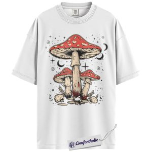 Alternative view of Mushroom Shirt, Witchy Amanita Moon Graphic Tee, Cottagecore Fungi T-Shirt, Gift for Mushroom Lovers, Comfort Colors Shirt