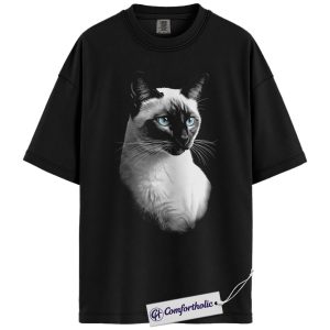 Alternative view of Siamese Cat Shirt, Realistic Blue Eyes Cat Graphic Tee, Siamese Cat Mom T-Shirt, Gift for Pet Lovers, Comfort Colors Shirt