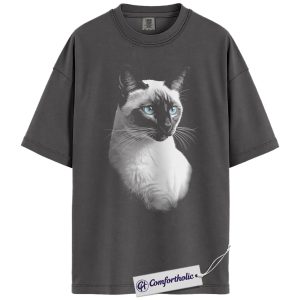 Siamese Cat Shirt, Realistic Blue Eyes Cat Graphic Tee, Siamese Cat Mom T-Shirt, Gift for Pet Lovers, Comfort Colors Shirt