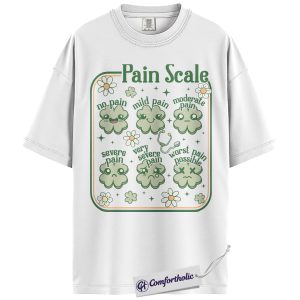 Alternative view of St Patrick’s Day Nurse Pain Scale Shirt, Funny Shamrock Medical Humor Graphic Tee, Cute RN T-Shirt, St Paddy’s Day Gift for Nurses, Comfort Colors Shirt