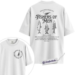 Alternative view of Fishers of Men Christian Shirt, Vintage Fishing Faith Graphic Tee, Matthew 4:19 Bible Verse T-Shirt, Father’s Day Gift for Men, Comfort Colors Shirt