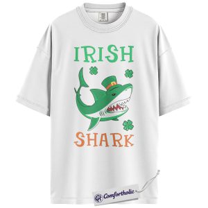 Alternative view of Irish Shark Shirt, Funny St Patrick’s Day Graphic Tee, Cute Leprechaun Shark T-Shirt, St Paddy’s Day Gift for Shark Lovers, Comfort Colors Shirt