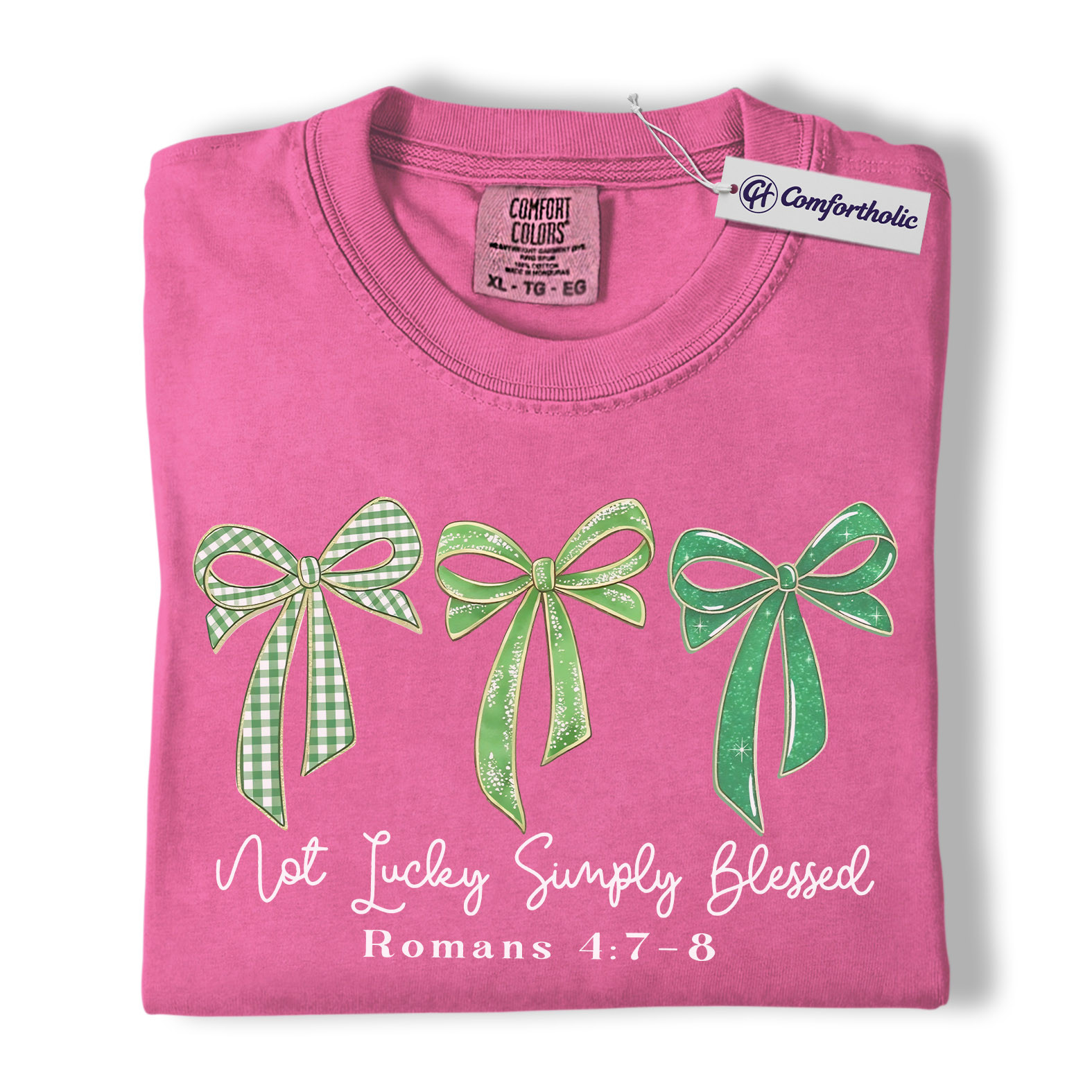 Not Lucky Simply Blessed Shirt, St Patricks Day Christian Graphic Tee, Romans 4:7-8 Bible Verse T-Shirt, Gift for Christians & Church Women, Comfort Colors Shirt - Image 16