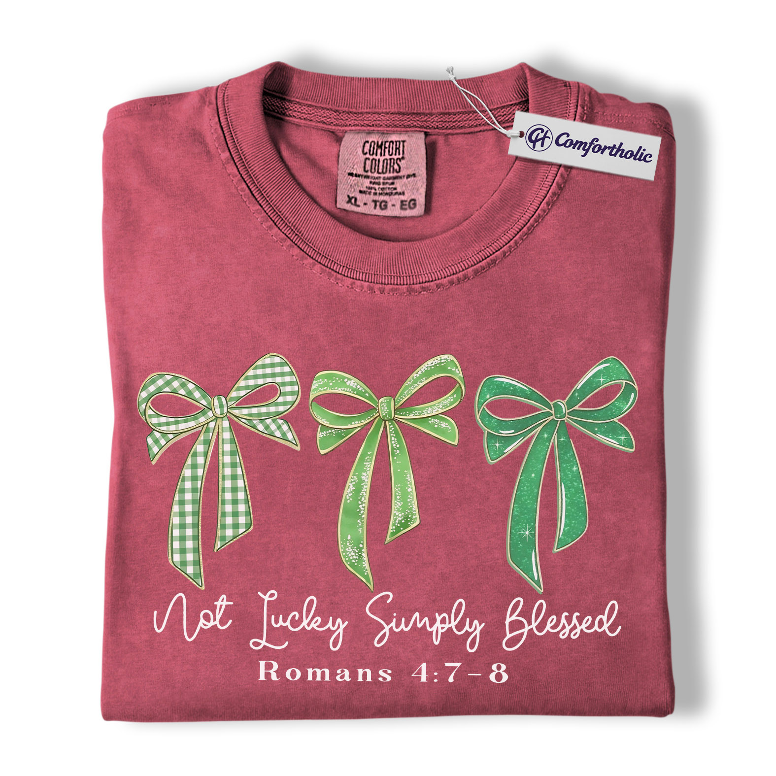 Not Lucky Simply Blessed Shirt, St Patricks Day Christian Graphic Tee, Romans 4:7-8 Bible Verse T-Shirt, Gift for Christians & Church Women, Comfort Colors Shirt - Image 18