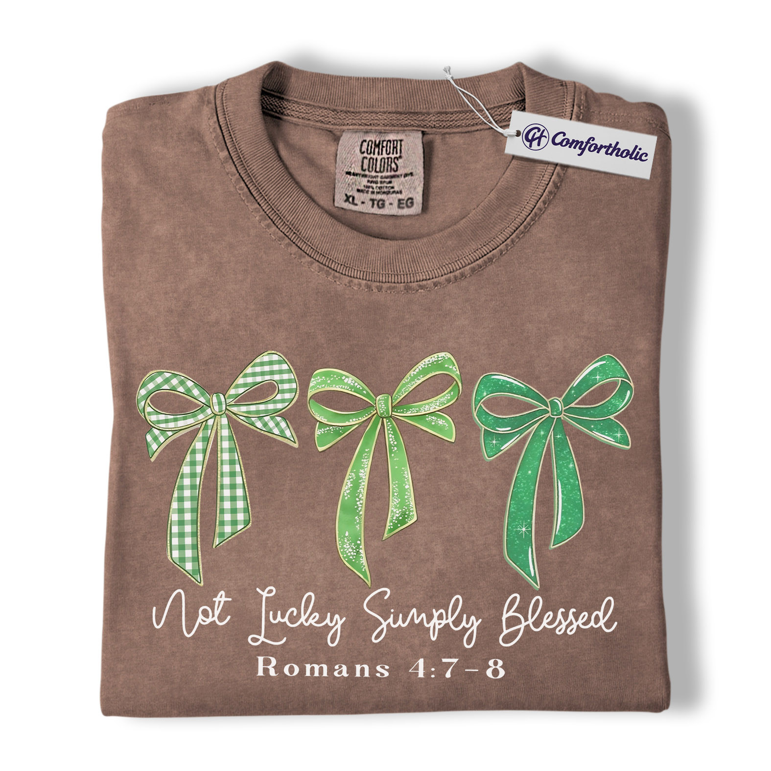 Not Lucky Simply Blessed Shirt, St Patricks Day Christian Graphic Tee, Romans 4:7-8 Bible Verse T-Shirt, Gift for Christians & Church Women, Comfort Colors Shirt - Image 19