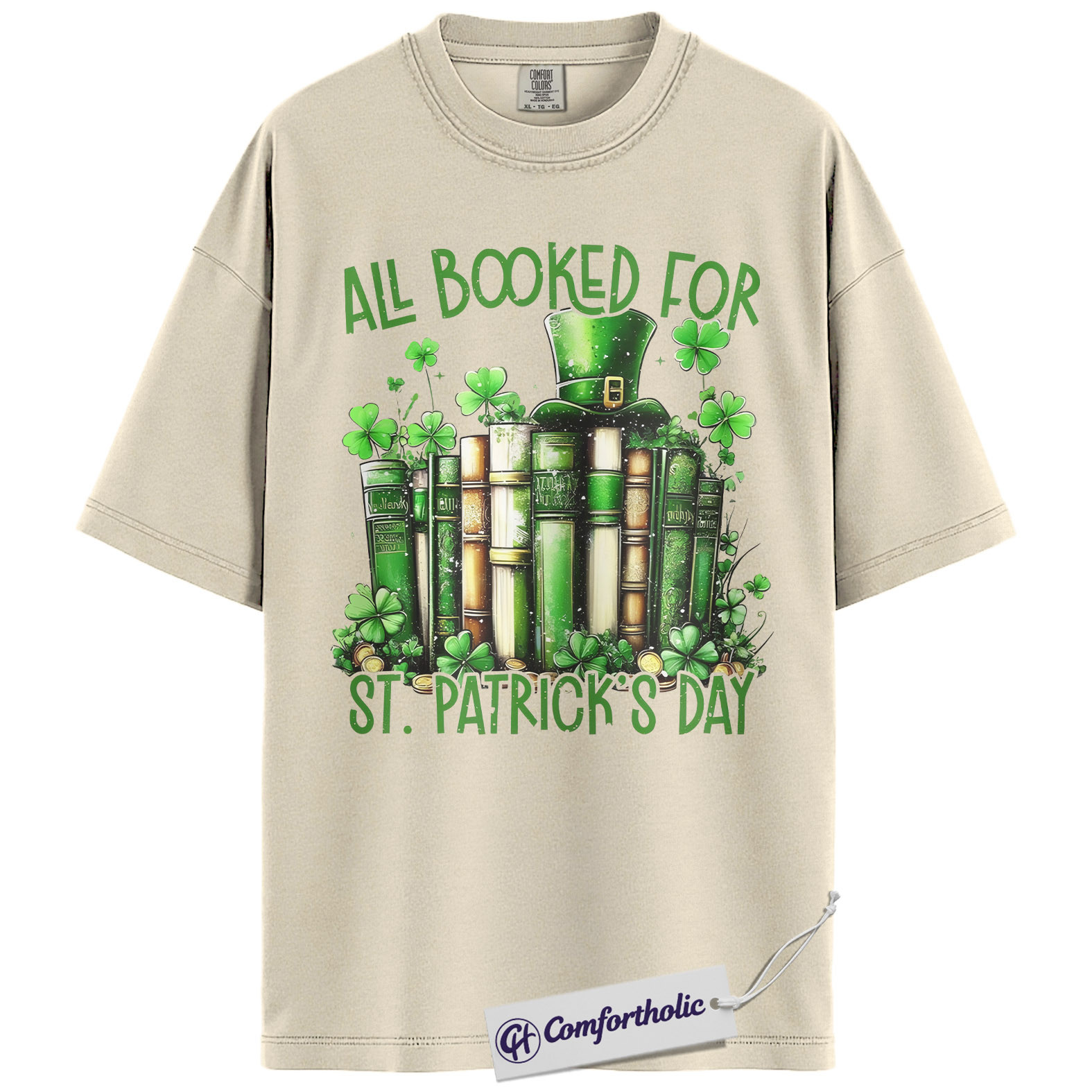 St Patrick’s Day Book Shirt, Funny Shamrock Books Graphic Tee, Librarian Reading T-Shirt, St Patricks Day Gift for Book Lovers, Comfort Colors Shirt