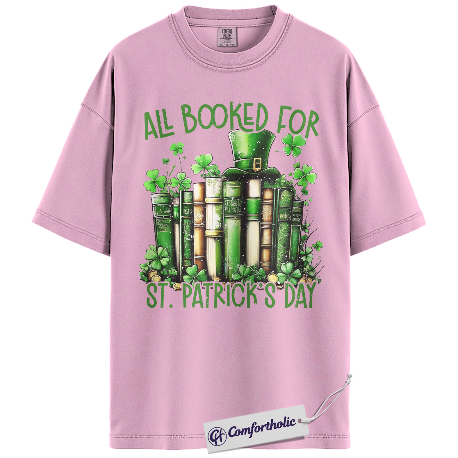 St Patrick’s Day Book Shirt, Funny Shamrock Books Graphic Tee, Librarian Reading T-Shirt, St Patricks Day Gift for Book Lovers, Comfort Colors Shirt - Image 8