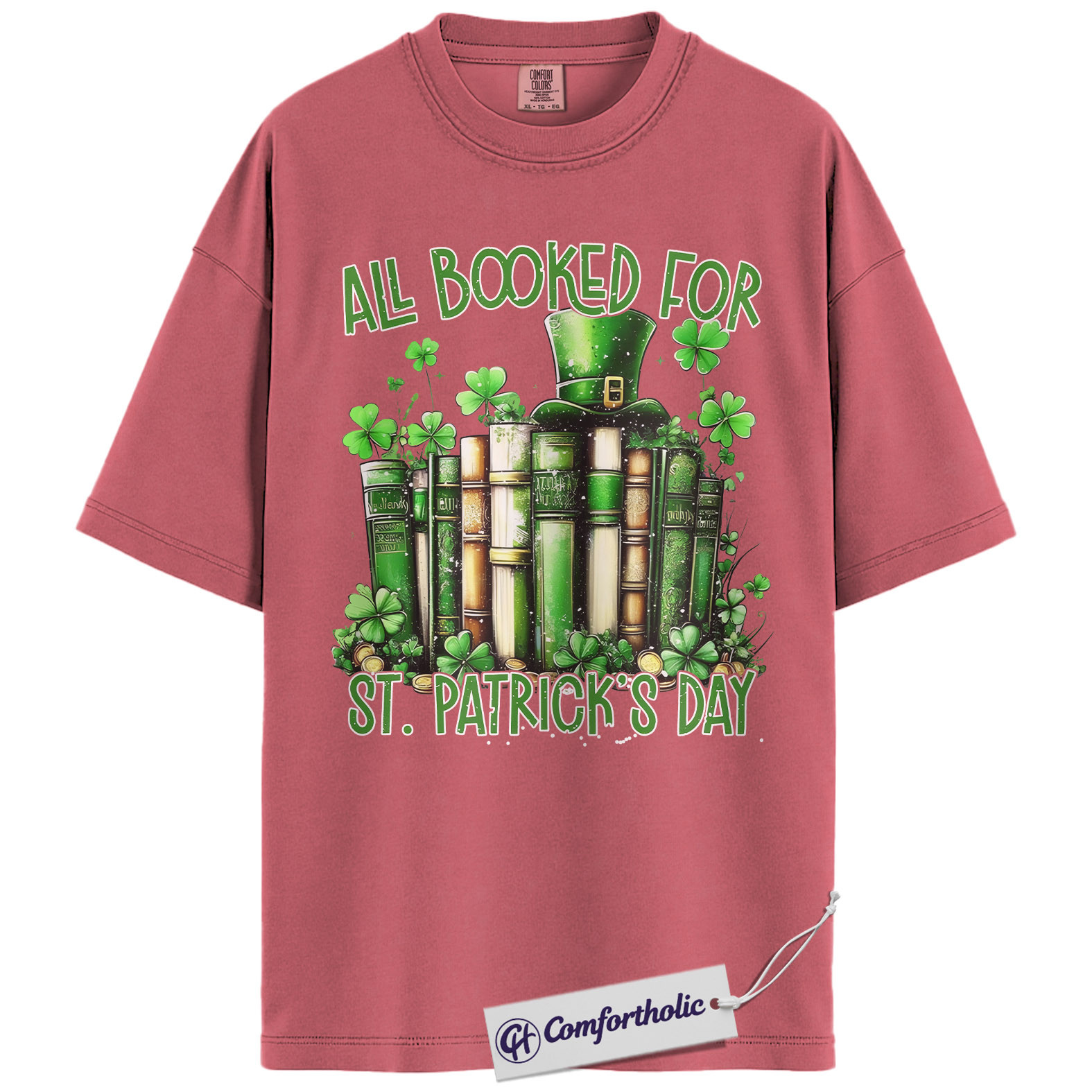 St Patrick’s Day Book Shirt, Funny Shamrock Books Graphic Tee, Librarian Reading T-Shirt, St Patricks Day Gift for Book Lovers, Comfort Colors Shirt - Image 9