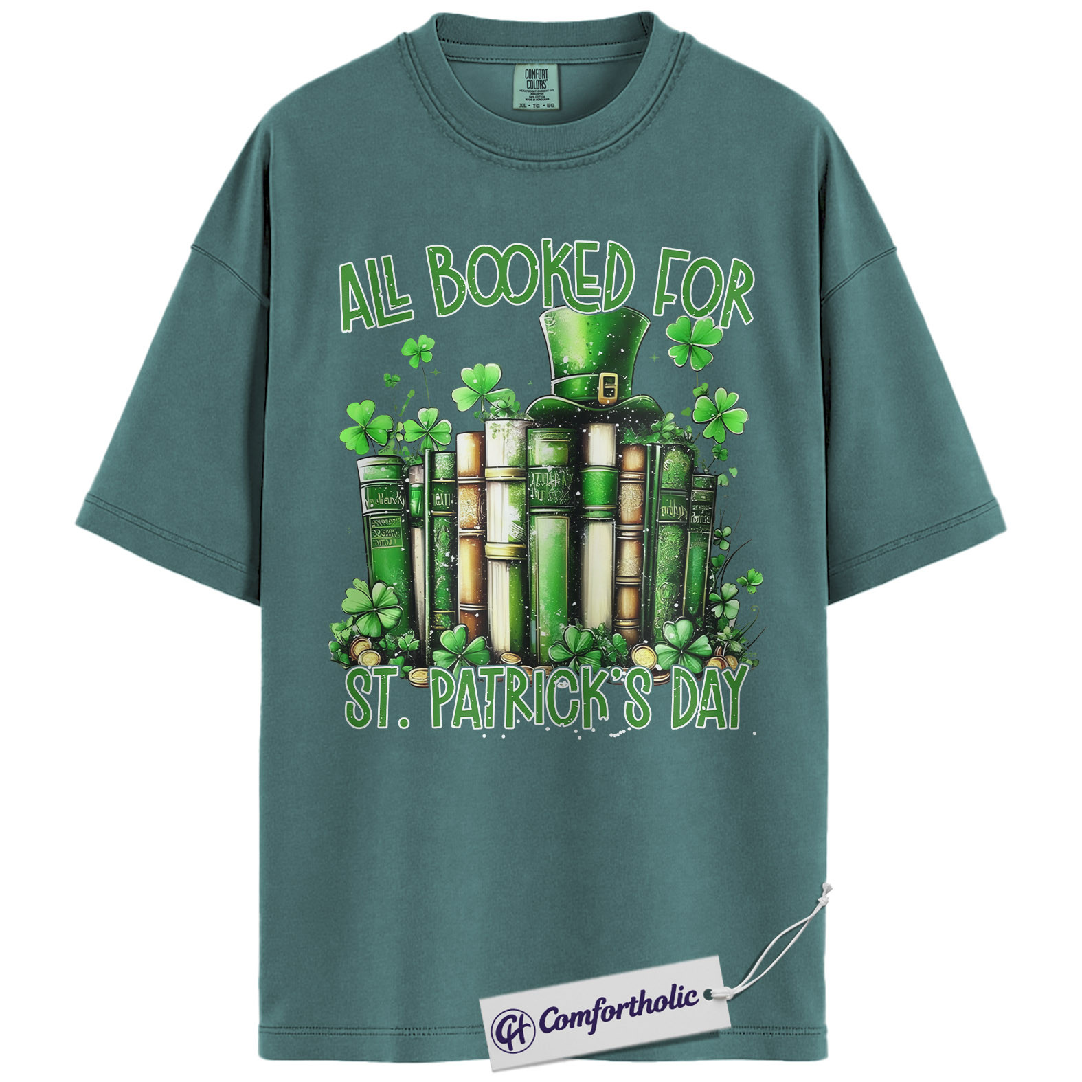 St Patrick’s Day Book Shirt, Funny Shamrock Books Graphic Tee, Librarian Reading T-Shirt, St Patricks Day Gift for Book Lovers, Comfort Colors Shirt - Image 11