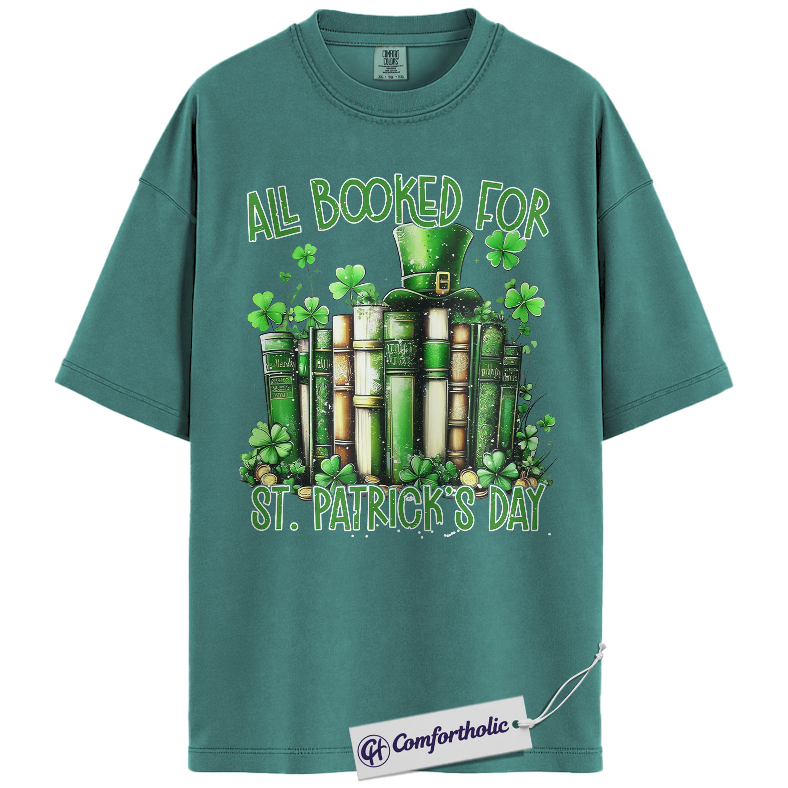 St Patrick’s Day Book Shirt, Funny Shamrock Books Graphic Tee, Librarian Reading T-Shirt, St Patricks Day Gift for Book Lovers, Comfort Colors Shirt - Image 13