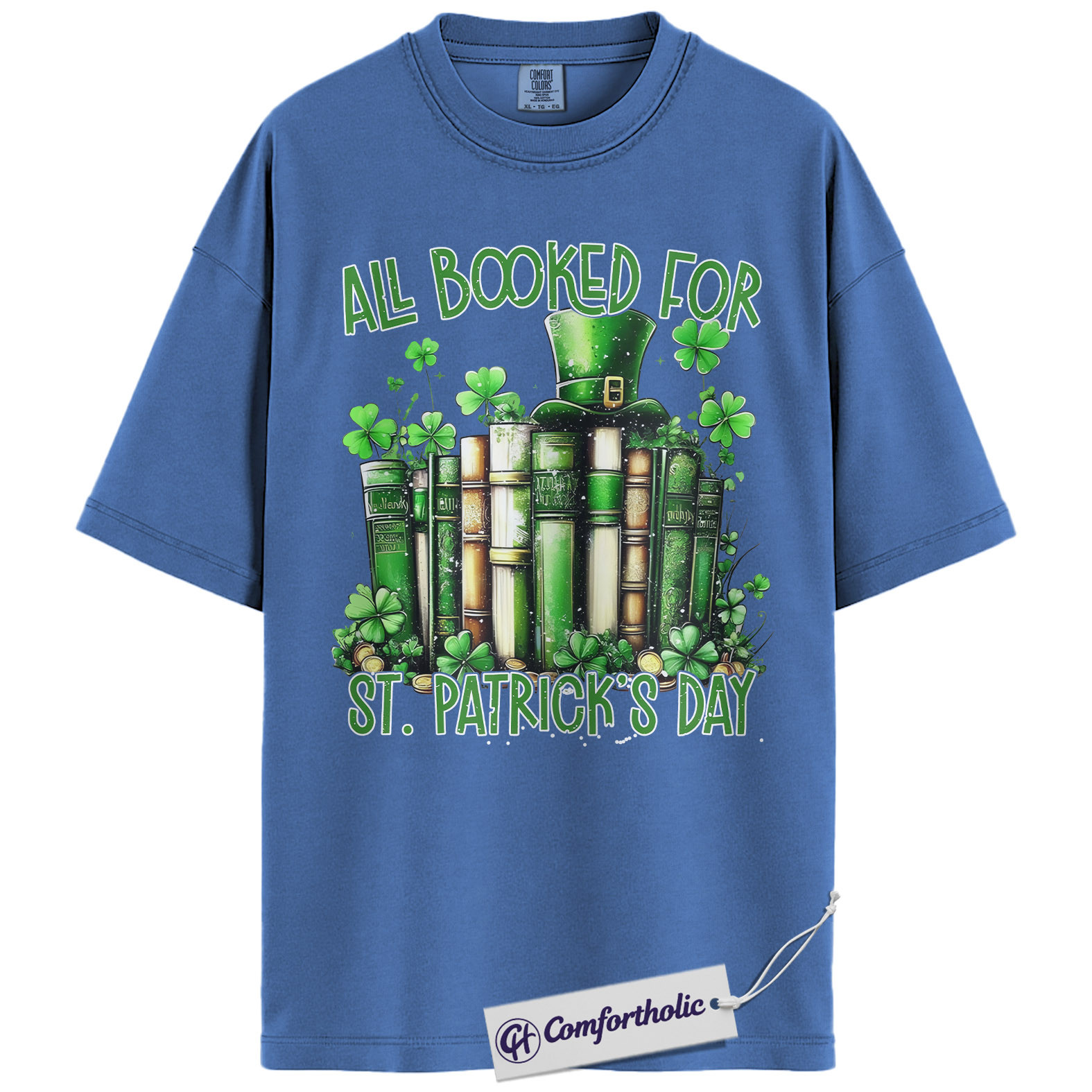 St Patrick’s Day Book Shirt, Funny Shamrock Books Graphic Tee, Librarian Reading T-Shirt, St Patricks Day Gift for Book Lovers, Comfort Colors Shirt - Image 12