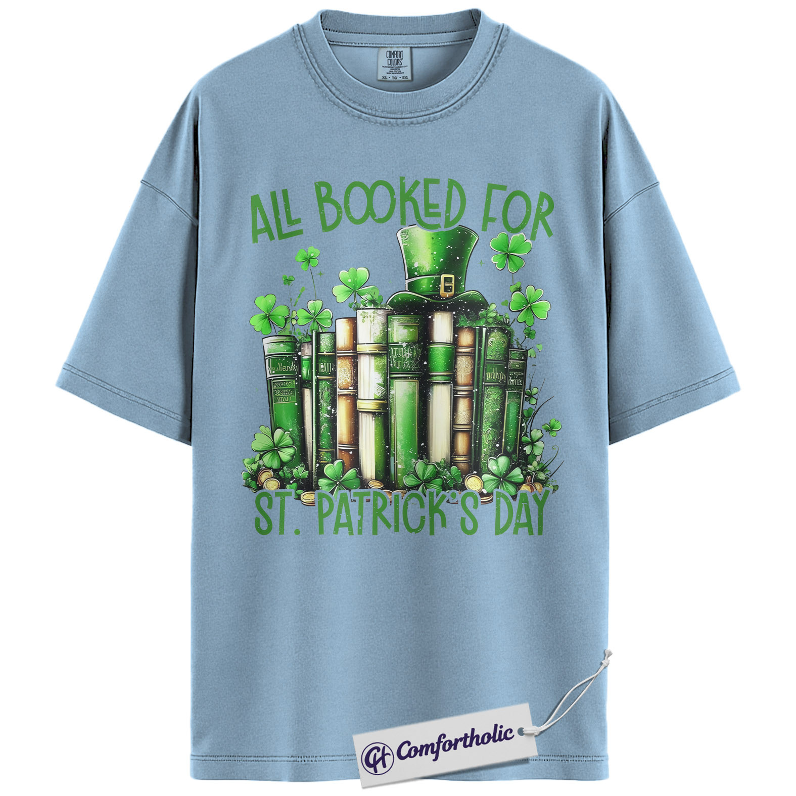 St Patrick’s Day Book Shirt, Funny Shamrock Books Graphic Tee, Librarian Reading T-Shirt, St Patricks Day Gift for Book Lovers, Comfort Colors Shirt - Image 14