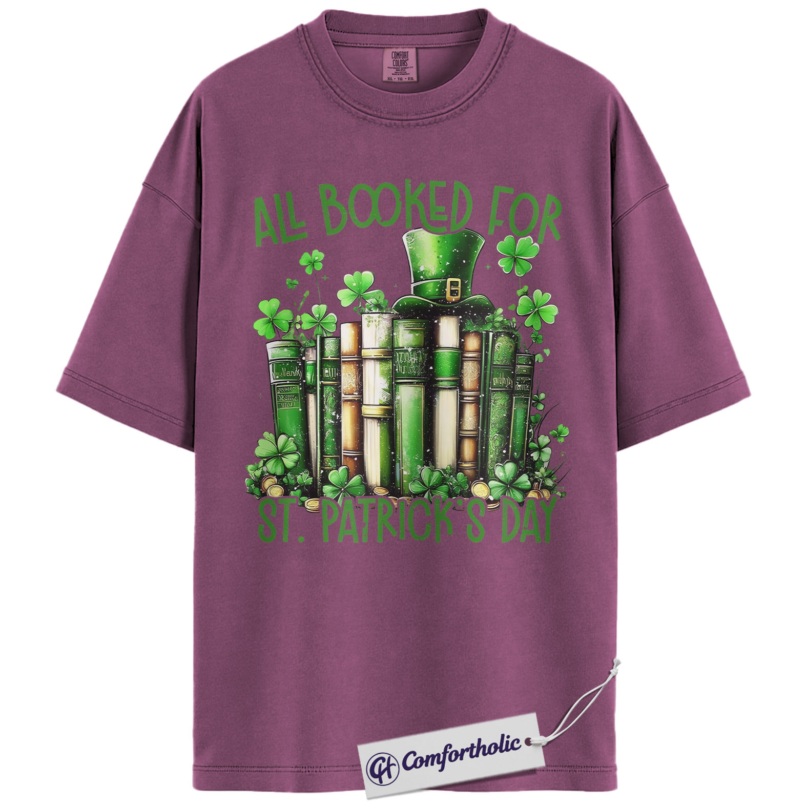 St Patrick’s Day Book Shirt, Funny Shamrock Books Graphic Tee, Librarian Reading T-Shirt, St Patricks Day Gift for Book Lovers, Comfort Colors Shirt - Image 15
