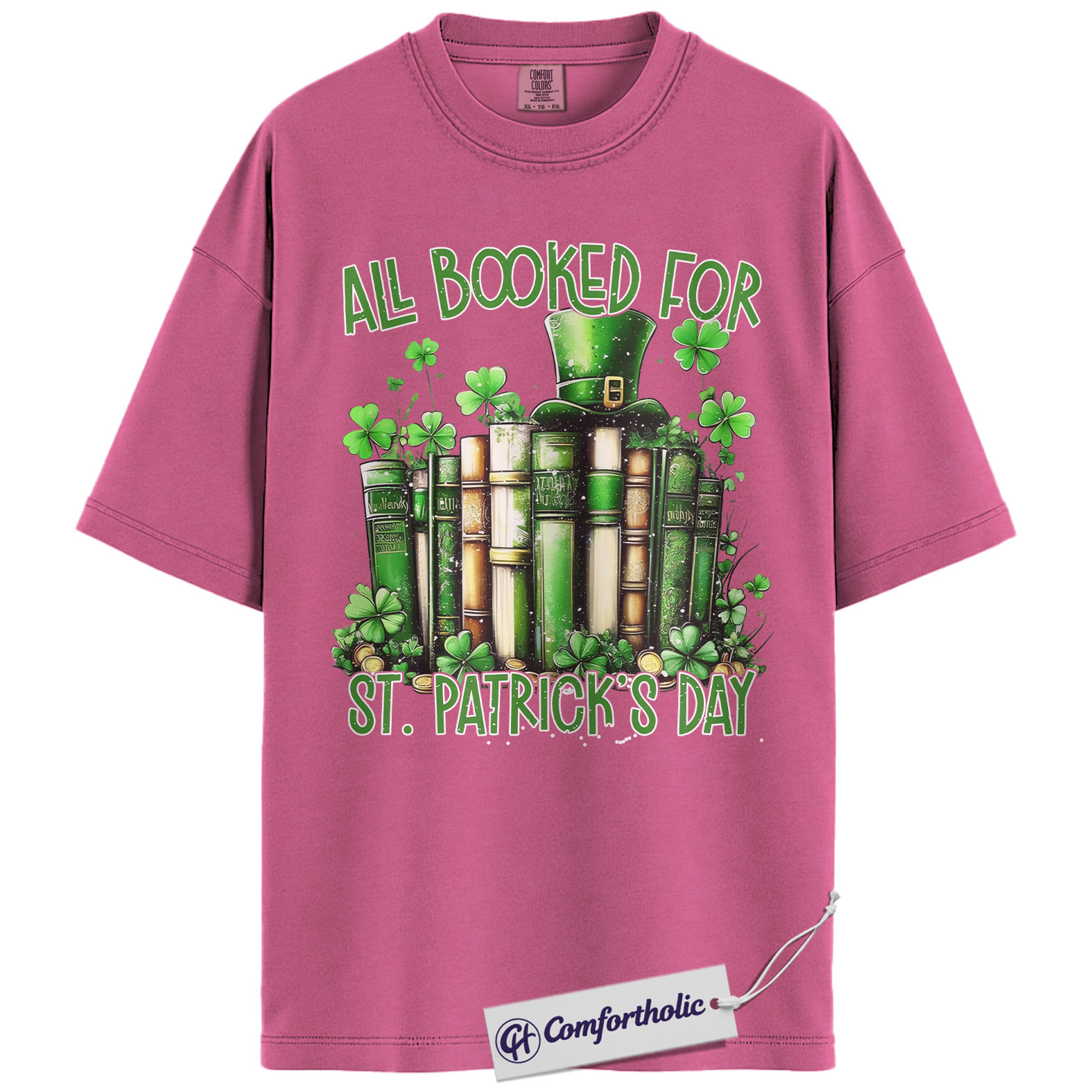 St Patrick’s Day Book Shirt, Funny Shamrock Books Graphic Tee, Librarian Reading T-Shirt, St Patricks Day Gift for Book Lovers, Comfort Colors Shirt - Image 16