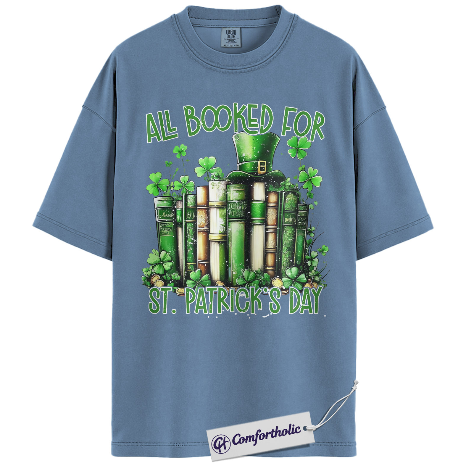 St Patrick’s Day Book Shirt, Funny Shamrock Books Graphic Tee, Librarian Reading T-Shirt, St Patricks Day Gift for Book Lovers, Comfort Colors Shirt - Image 17