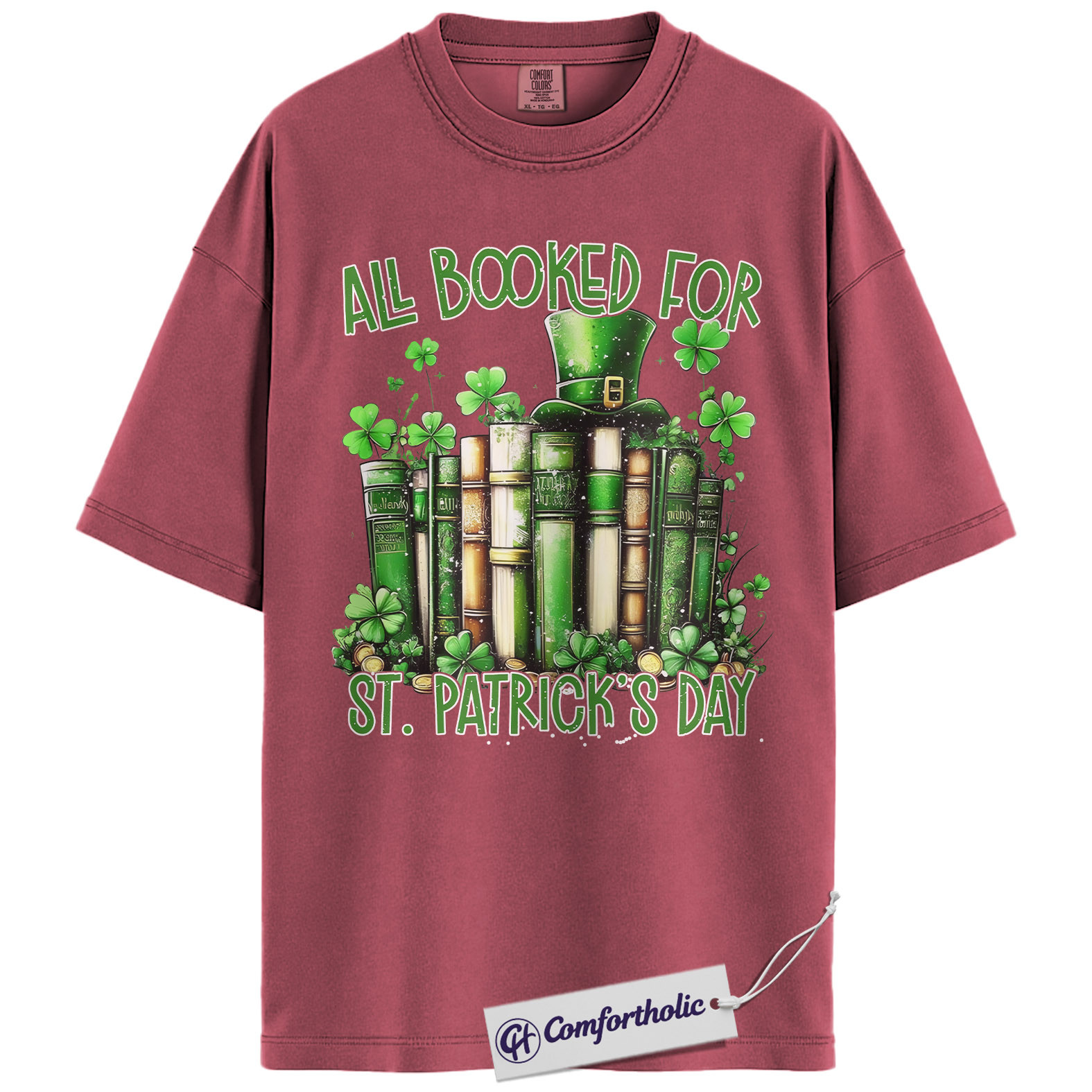 St Patrick’s Day Book Shirt, Funny Shamrock Books Graphic Tee, Librarian Reading T-Shirt, St Patricks Day Gift for Book Lovers, Comfort Colors Shirt - Image 18