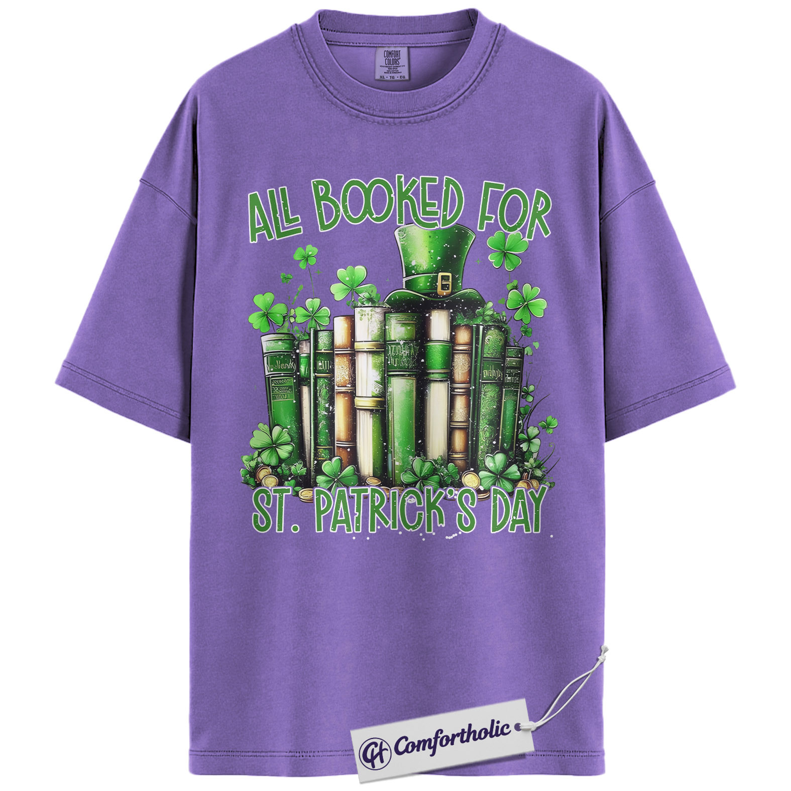 St Patrick’s Day Book Shirt, Funny Shamrock Books Graphic Tee, Librarian Reading T-Shirt, St Patricks Day Gift for Book Lovers, Comfort Colors Shirt - Image 20
