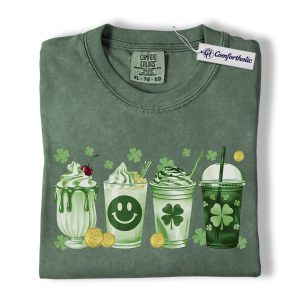 St Patrick’s Day Coffee Shirt, Shamrock Latte Graphic Tee, Lucky Irish Coffee Lover T-Shirt, Funny St Patricks Day Gift for Coffee Lovers, Comfort Colors Shirt