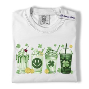 Alternative view of St Patrick’s Day Coffee Shirt, Shamrock Latte Graphic Tee, Lucky Irish Coffee Lover T-Shirt, Funny St Patricks Day Gift for Coffee Lovers, Comfort Colors Shirt