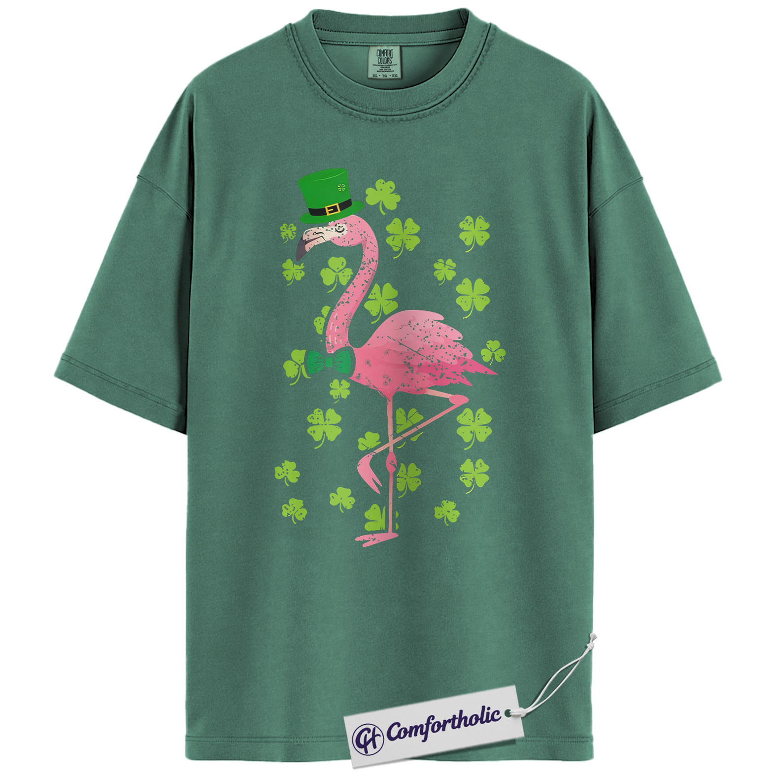 St Patricks Flamingo Shirt, Funny Shamrock Flamingo Graphic Tee, St Patrick’s Day Party T-Shirt, Gift for Women & Animal Lovers, Comfort Colors Shirt - Image 10