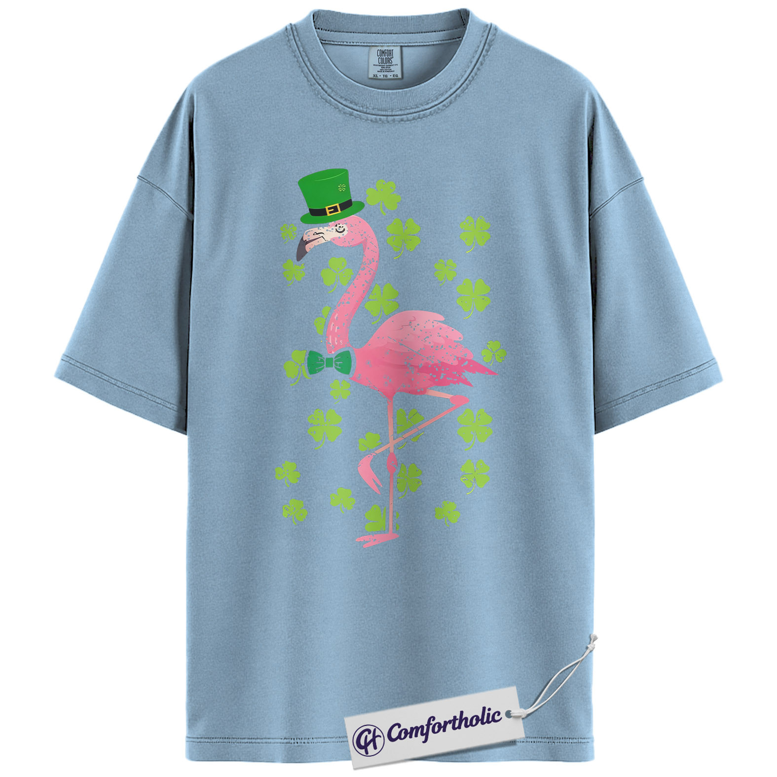 St Patricks Flamingo Shirt, Funny Shamrock Flamingo Graphic Tee, St Patrick’s Day Party T-Shirt, Gift for Women & Animal Lovers, Comfort Colors Shirt - Image 14