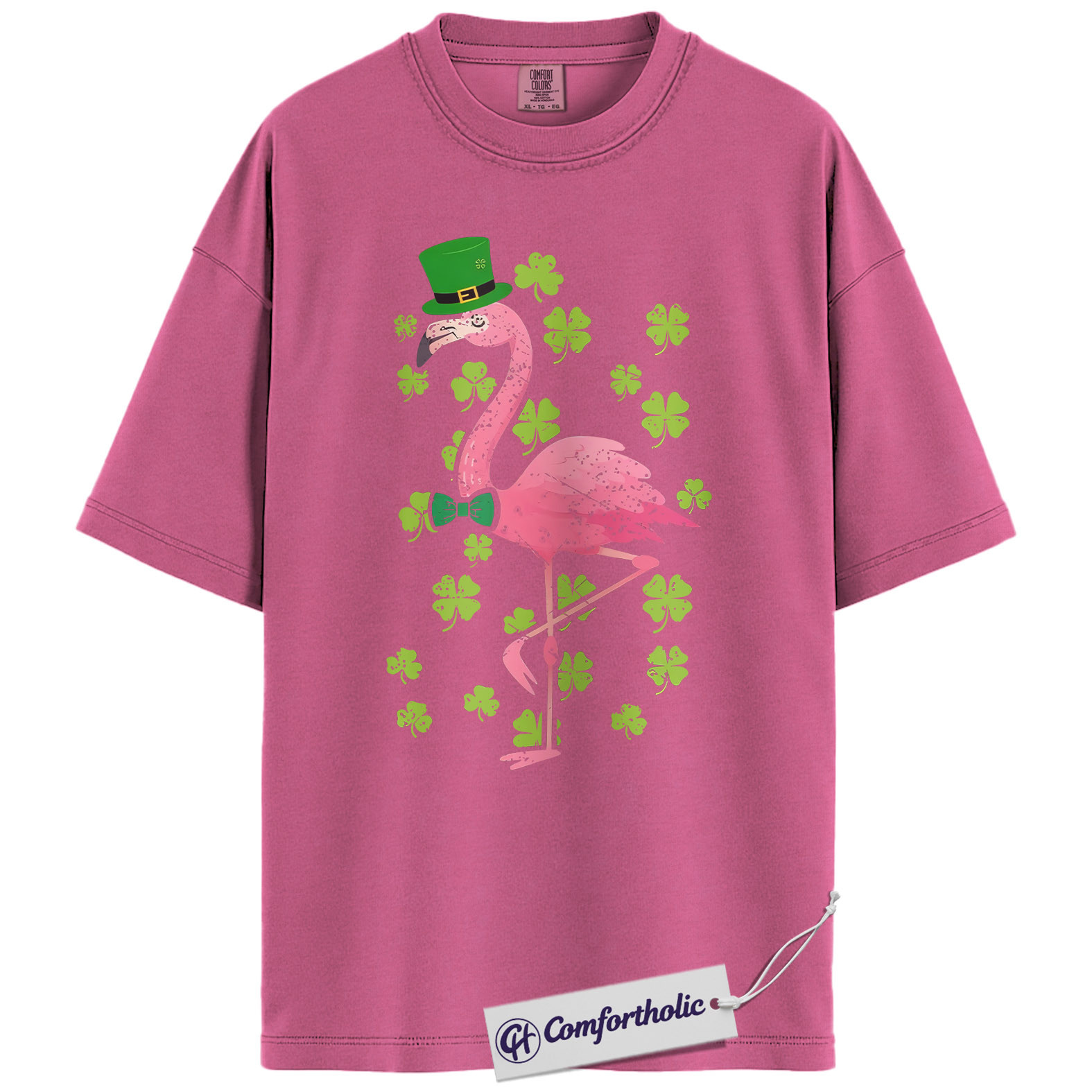 St Patricks Flamingo Shirt, Funny Shamrock Flamingo Graphic Tee, St Patrick’s Day Party T-Shirt, Gift for Women & Animal Lovers, Comfort Colors Shirt - Image 16